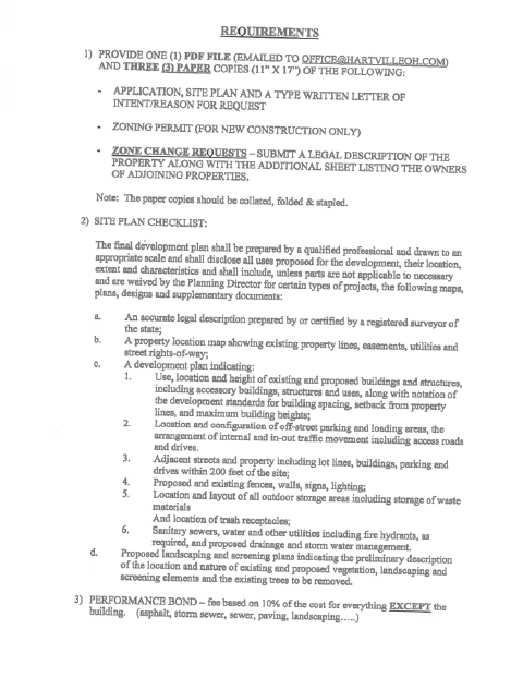 First page of the Planning Commission Application