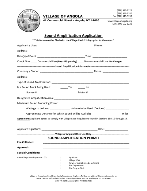 First page of the Sound Amplification Application