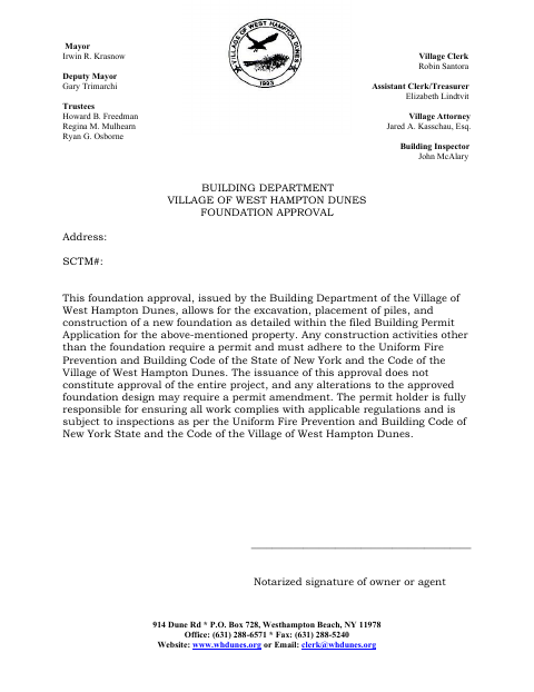 First page of the Foundation Approval