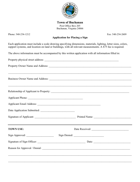First page of the Sign Permit Application