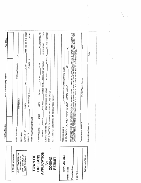 First page of the Application for Zoning Permit