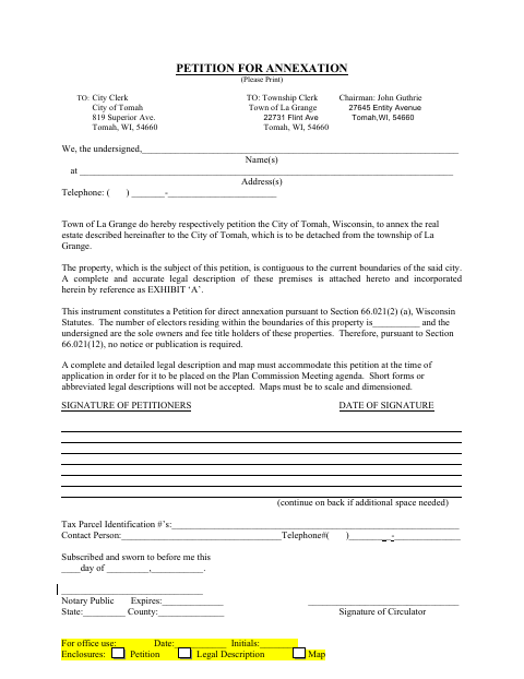 First page of the Petition for Annexation