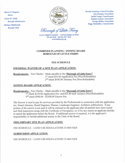 First page of the Planning Zoning Board Application 2026