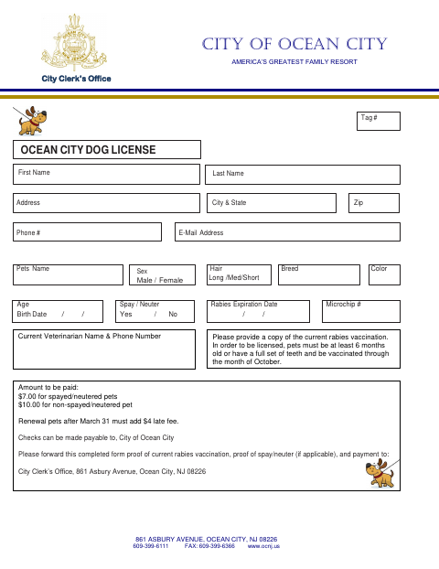 First page of the Dog License