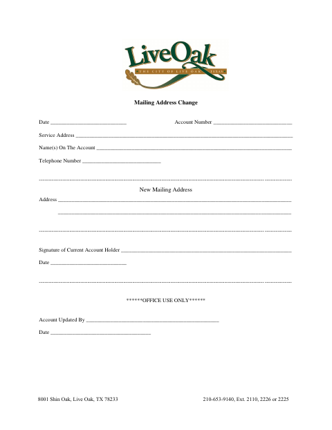 First page of the Mailing Address Change