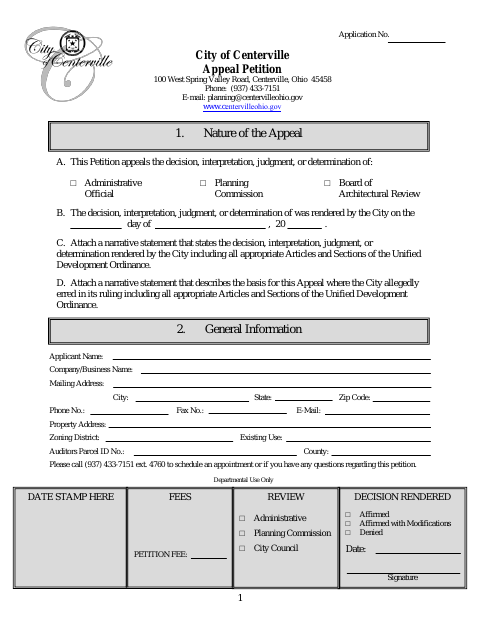 First page of the Appeal Petition
