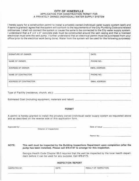 First page of the Well Drilling Permit Application
