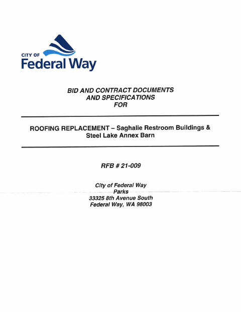 First page of the Roofing Replacement Bid And Contract Documents
