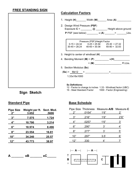 First page of the Free Standing Sign Footing Design