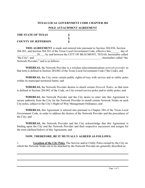First page of the Pole Attachment Agreement