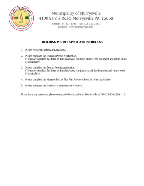 First page of the Building Permit Application Packet