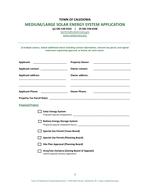 First page of the Medium/Large Solar Energy System Application