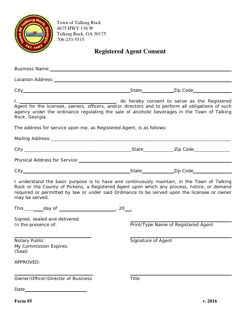 First page of the Registered Agent Consent
