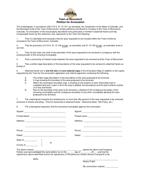 First page of the Petition for Annexation
