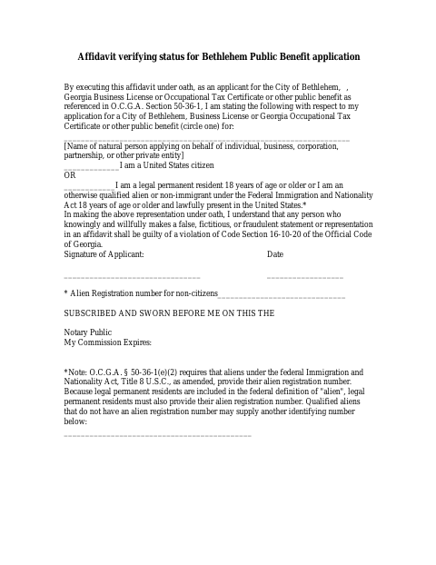 First page of the SAVE Affidavit
