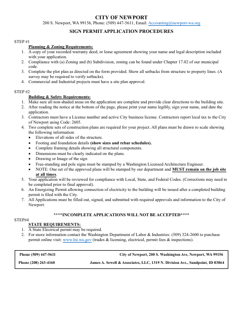 First page of the Sign Permit Application