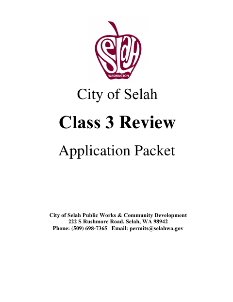 First page of the Class 3 Review Application