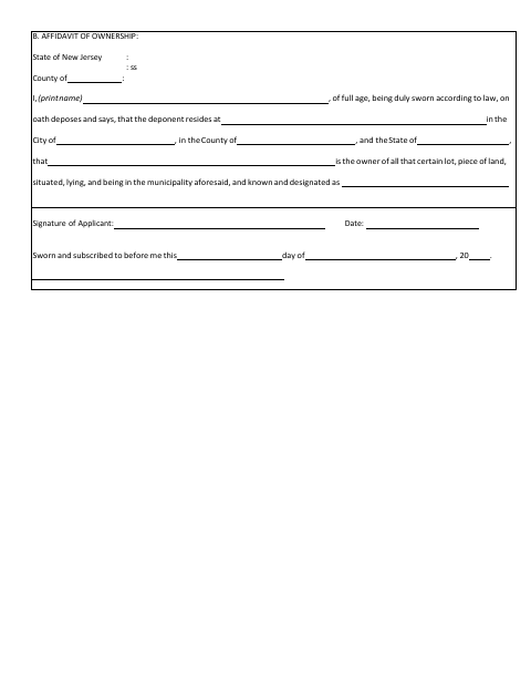 First page of the Affidavit of Ownership
