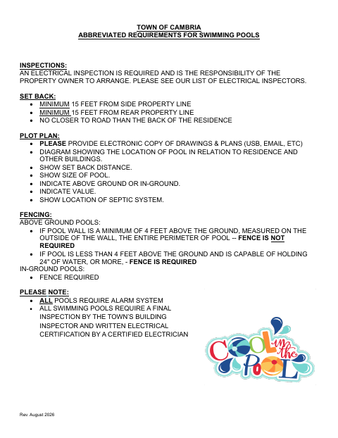 First page of the Pool Permit Application