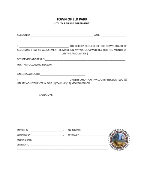 First page of the Utility Release Agreement