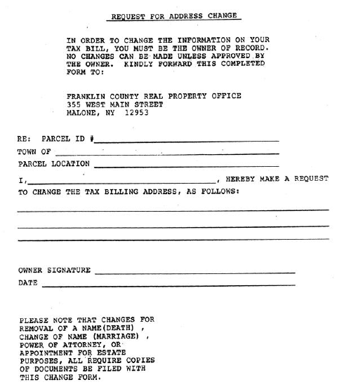 First page of the Address Change Request