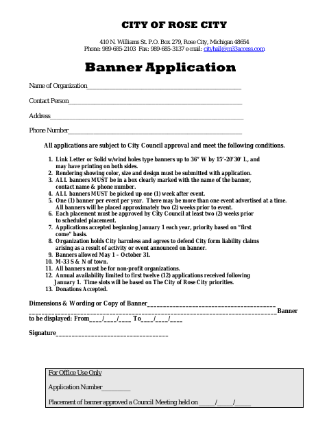 First page of the Banner Application