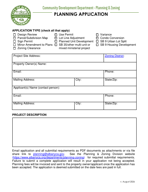 First page of the Planning Application