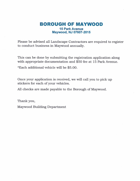 First page of the Landscaper Registration Application