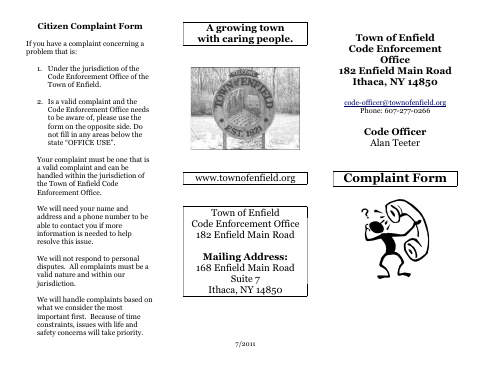First page of the Citizen Complaint Form