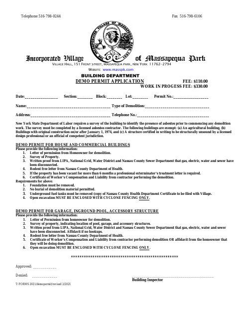First page of the Letter of Authorization for Demo Permit