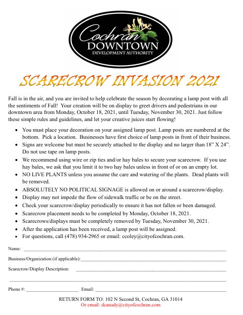 First page of the Lamp Post Decoration Application