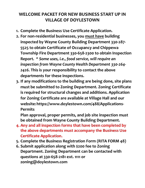 First page of the Business Use Certificate Application