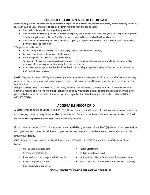 First page of the Application for Search of Birth Record Files