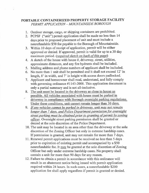 First page of the Portable Container Application
