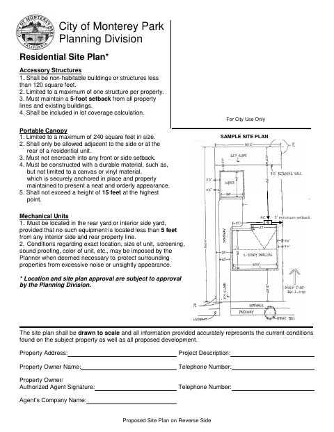 First page of the Residential Site Plan