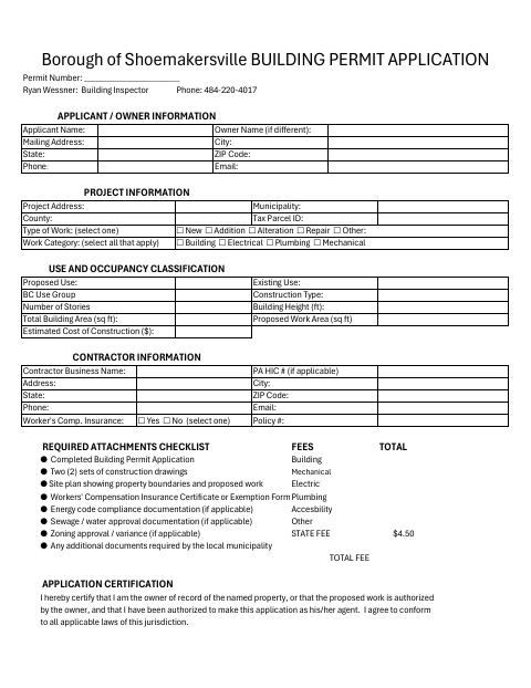 First page of the Building Permit Application