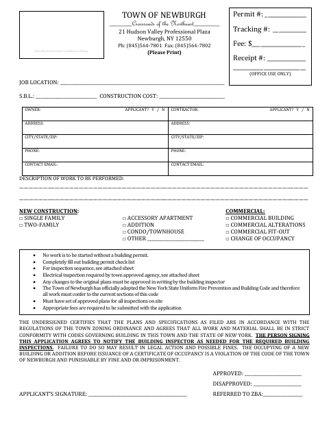 First page of the Long Building Permit Application