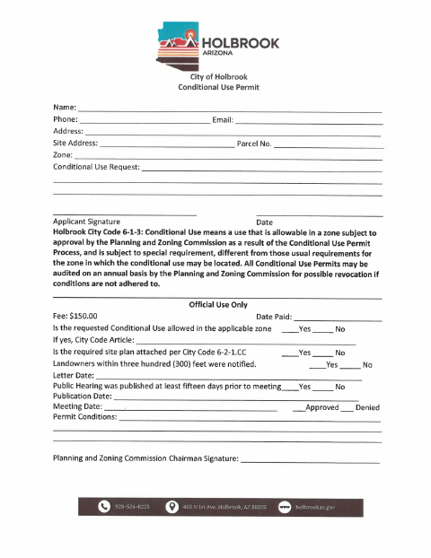 First page of the Conditional Use Permit
