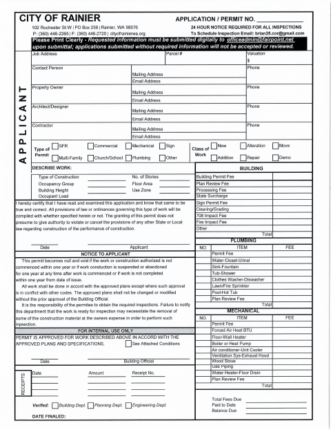 First page of the 2026 Building Permit Application