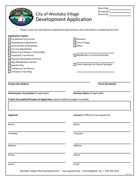 First page of the Development Application