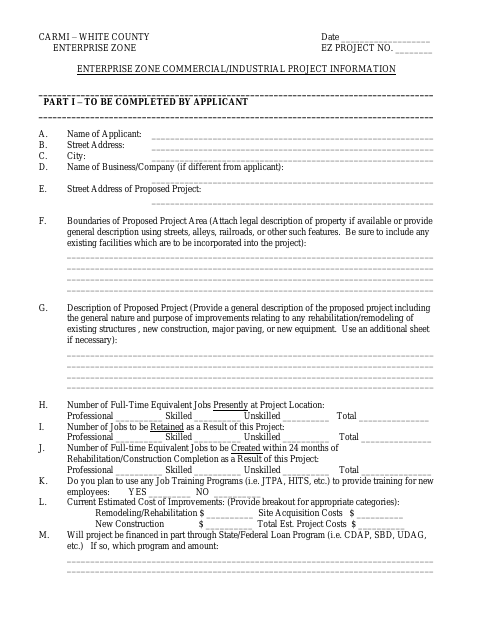 First page of the Enterprise Zone Tax Exemption Application