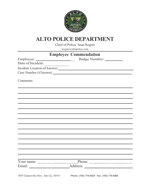 First page of the Employee Commendation