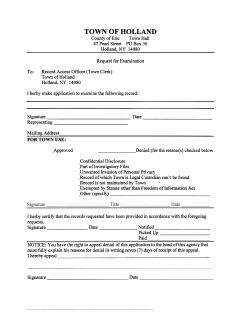 First page of the Request for Examination