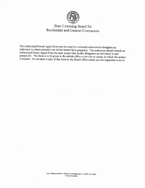 First page of the Authorized Permit Agent Form