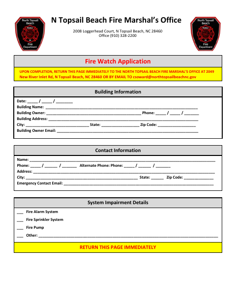 First page of the Fire Watch Application