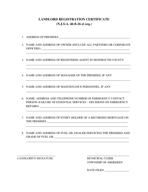 First page of the Landlord Registration Certificate