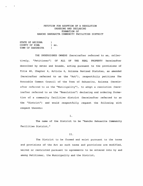 First page of the Petition for Formation