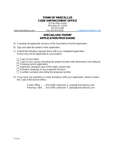 First page of the Special Use Permit Application