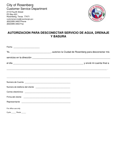 First page of the Spanish Disconnect Authorization