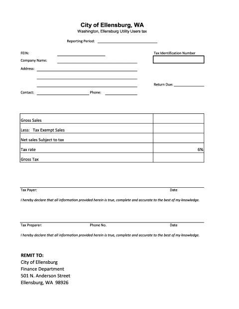 First page of the Utility Users Tax Form